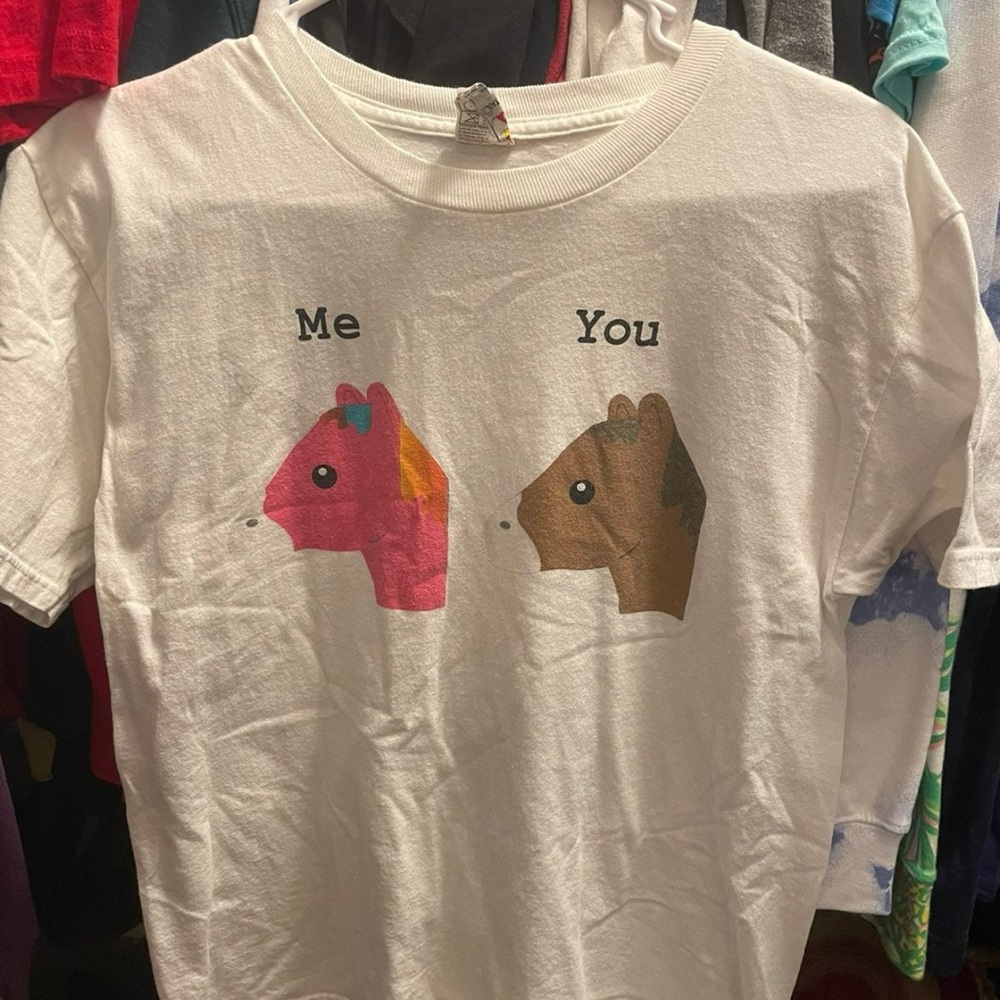 Alstyle White Short Sleeve Tee with Horse Graphic